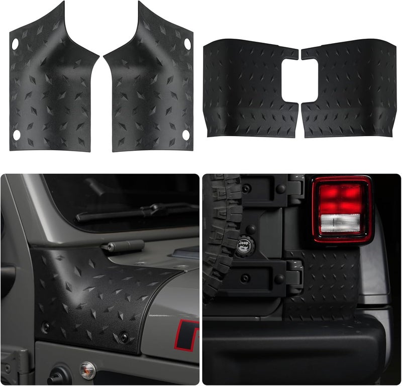 LitMiRaCle Jeep Cowl Body Armor Outer Cowing Cover & Rear Corner Guard Set for 2018-2024 Jeep Wrangler JL Sahara Sport Rubicon, Exterior Accessories Parts, Black, 4pcs - Image 1